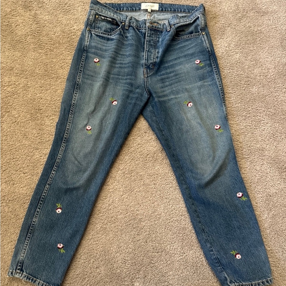 THE GREAT. Denim with Floral Accents